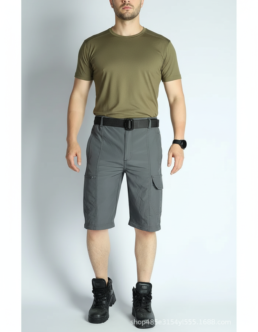 Pantalon Randonnée Gris Cargo Léger Homme Détachable - Polyester