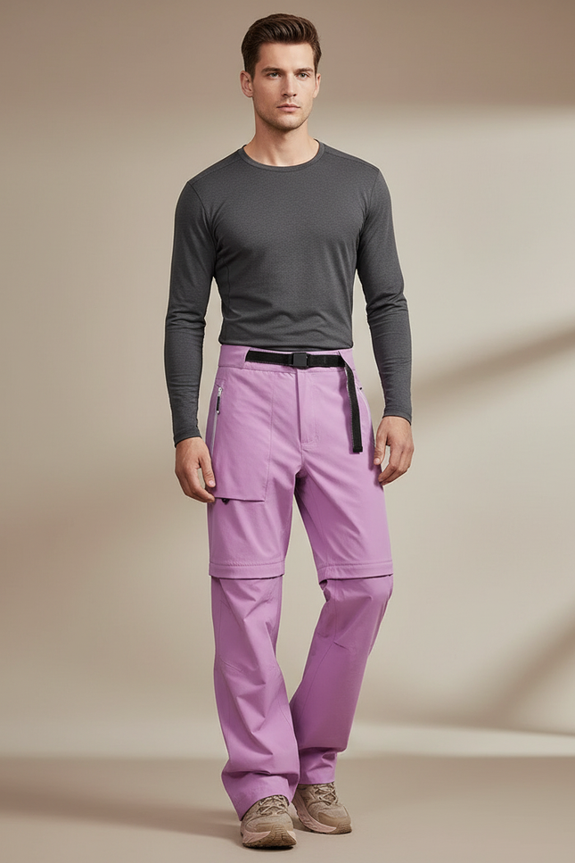 Pantalon Randonnée Violet Convertible Léger Homme - Polyester
