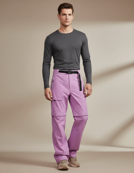Pantalon Randonnée Violet Convertible Léger Homme - Polyester