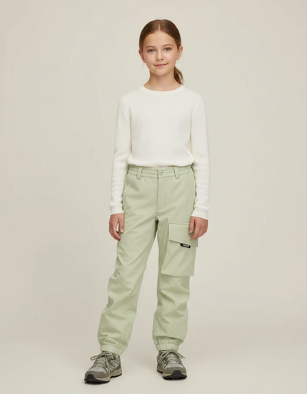 Pantalon Randonnée Vert Clair Cargo Ample Enfant - Polyester