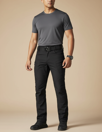 Pantalon Randonnée Noir Tactique Cargo Homme Robuste - Polyester