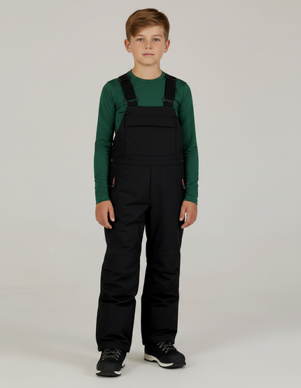 Pantalon Randonnée Noir Bretelles Imperméable Enfant Hiver - Polyester