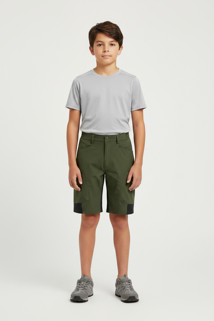 Pantalon Randonnée Kaki Court Léger Enfant - Polyester
