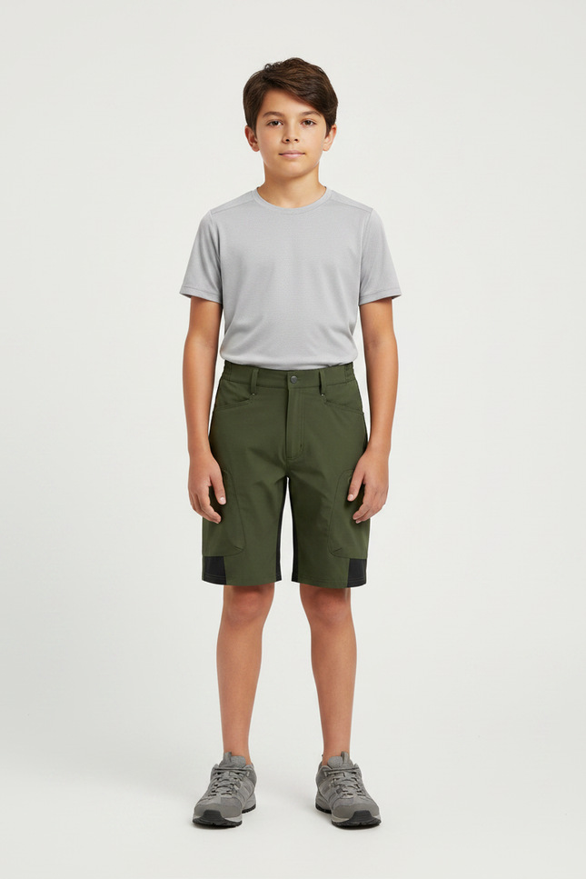 Pantalon Randonnée Kaki Court Léger Enfant - Polyester