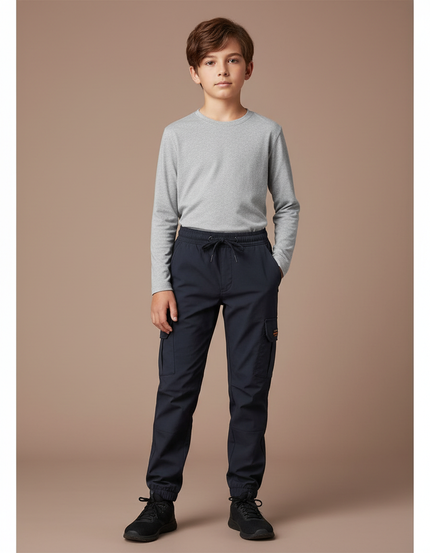Pantalon Randonnée Marine Cargo Coton Enfant