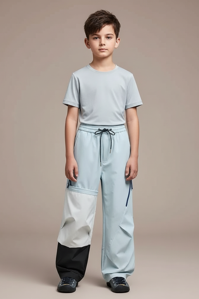 Pantalon Randonnée Bleu Ciel Ample Imperméable Bicolore Enfant - Multicolore Polyester