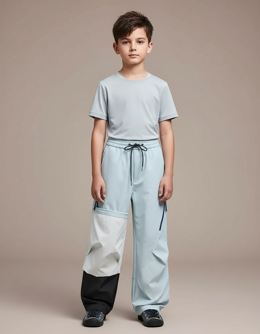 Pantalon Randonnée Bleu Ciel Ample Imperméable Bicolore Enfant - Multicolore Polyester