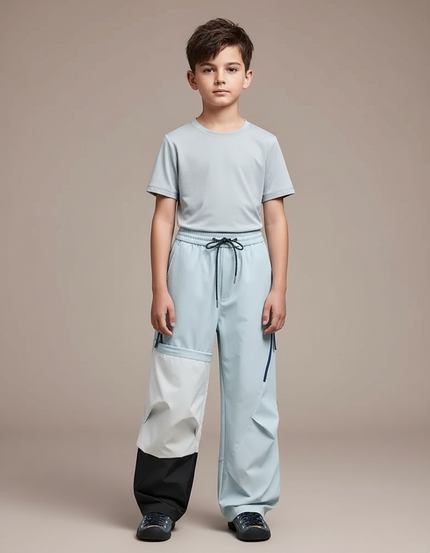 Pantalon Randonnée Bleu Ciel Ample Imperméable Bicolore Enfant - Multicolore Polyester