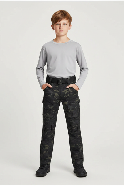 Pantalon Randonnée Camouflage Cargo Enfant Résistant - Multicolore Toile