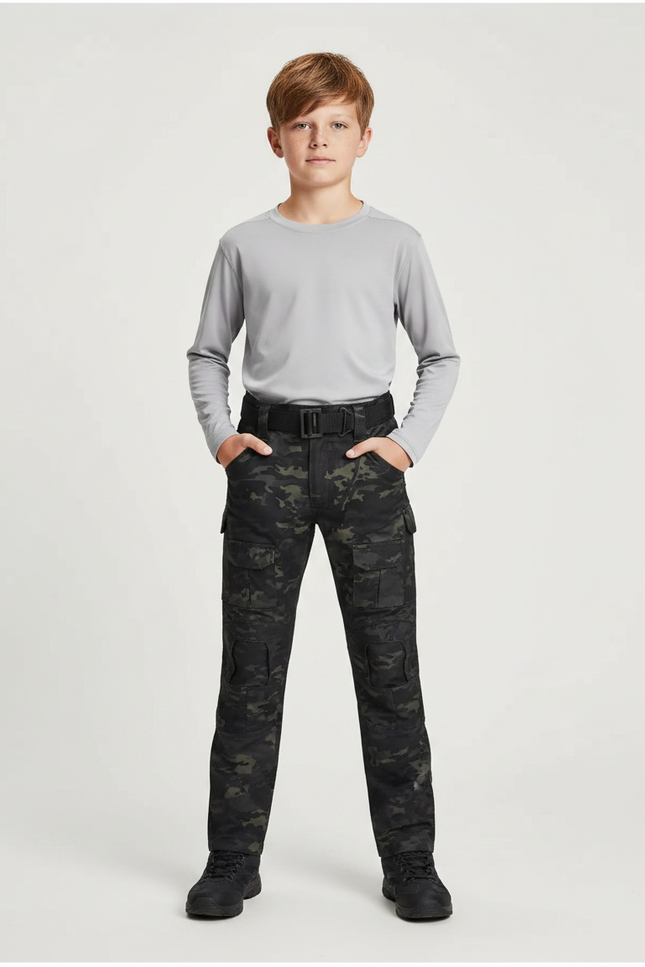 Pantalon Randonnée Camouflage Cargo Enfant Résistant - Multicolore Toile