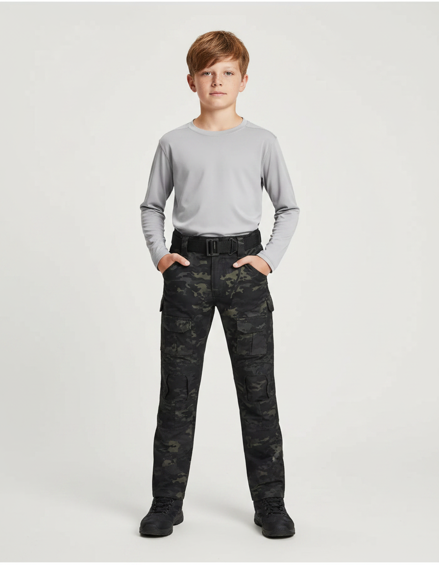 Pantalon Randonnée Camouflage Cargo Enfant Résistant - Multicolore Toile