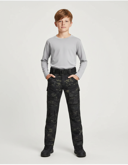Pantalon Randonnée Camouflage Cargo Enfant Résistant - Multicolore Toile
