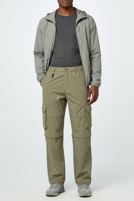 Pantalon Randonnée Convertible Kaki Léger Homme Multi-Poches - Polyester