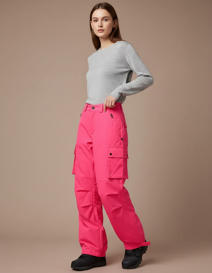 Pantalon Randonnée Rose Cargo Imperméable Coupe-Vent Femme - Polyester
