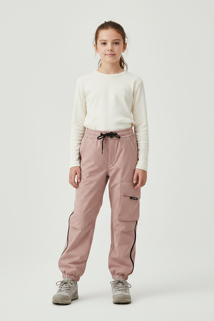 Pantalon Randonnée Rose Cargo Jogger Fille - Polyester