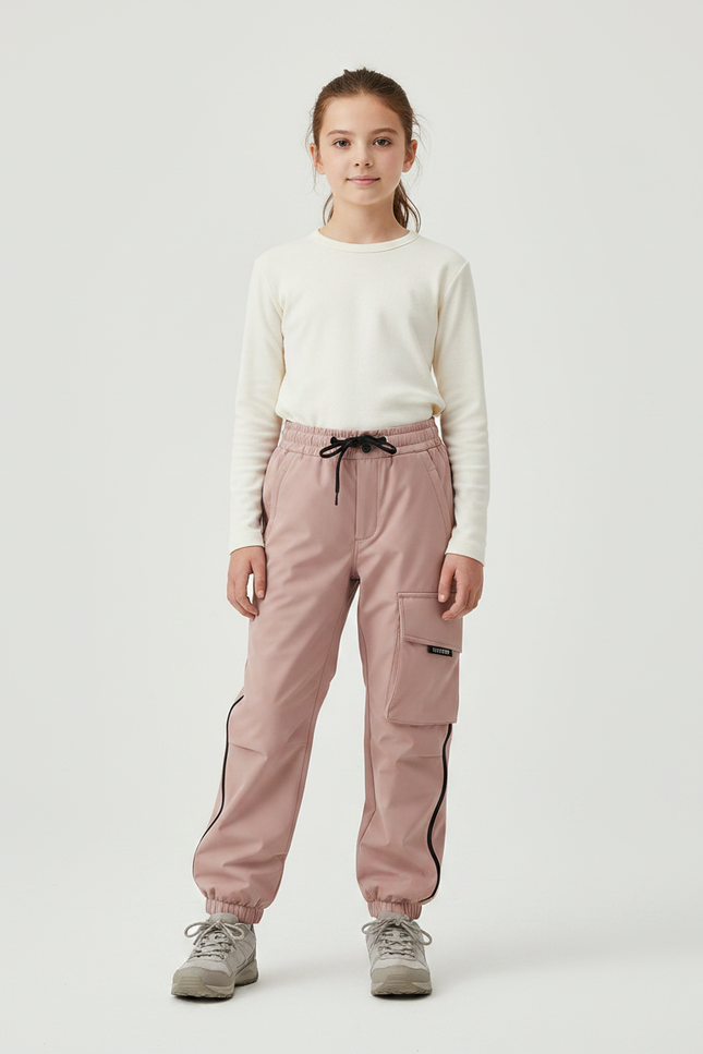 Pantalon Randonnée Rose Cargo Jogger Fille - Polyester