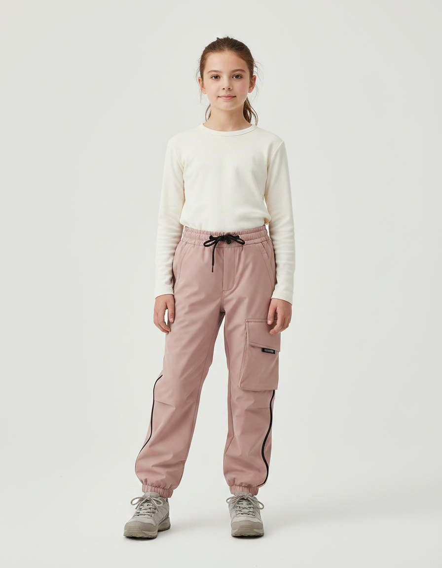Pantalon Randonnée Rose Cargo Jogger Fille - Polyester