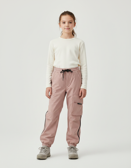 Pantalon Randonnée Rose Cargo Jogger Fille - Polyester