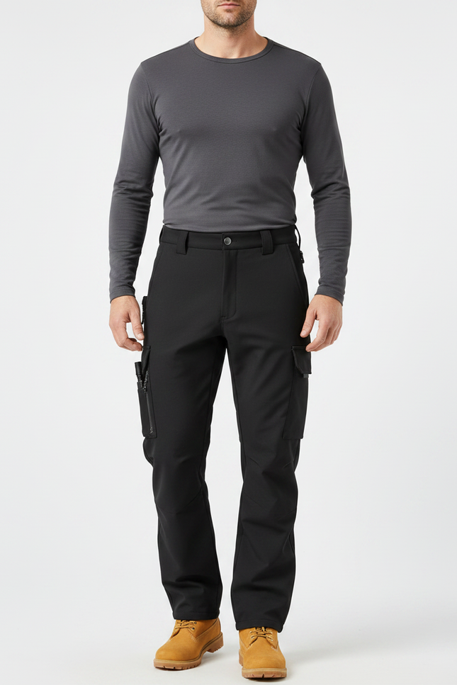 Pantalon Randonnée Noir Cargo Multipoches Homme Durable - Polyester