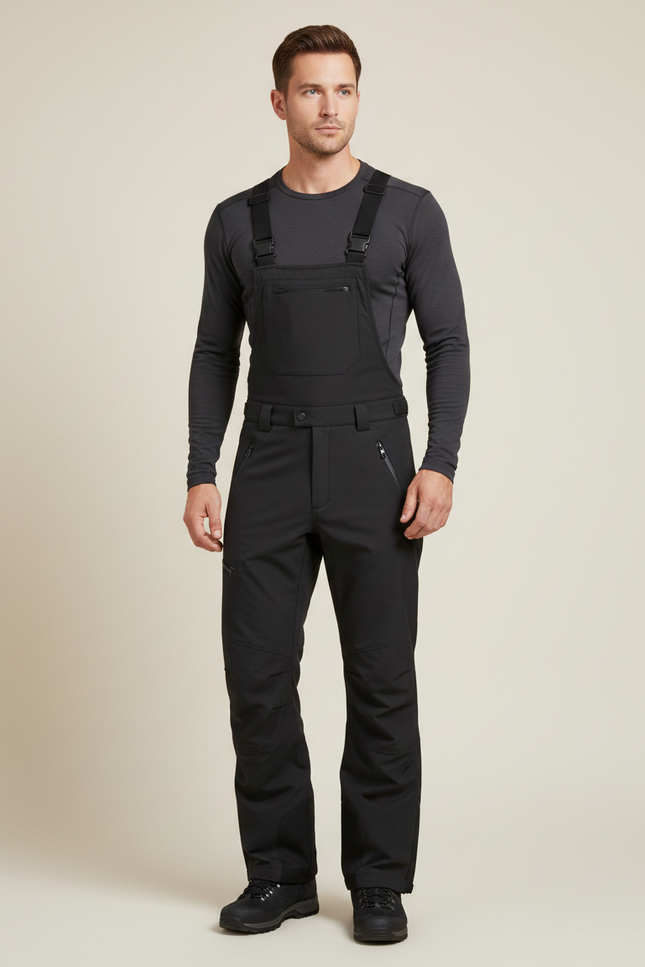 Pantalon Randonnée Noir Bretelles Imperméable Hiver Homme - Polyester