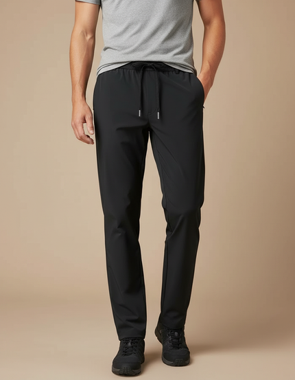 Pantalon Randonnée Homme Noir Fluide Léger Cordon - Polyester
