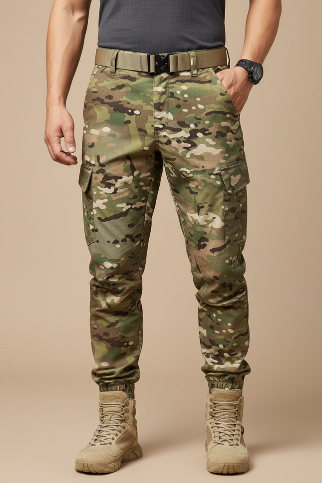 Pantalon Randonnée Camouflage Cargo Léger Homme Jogger - Multicolore Polyester