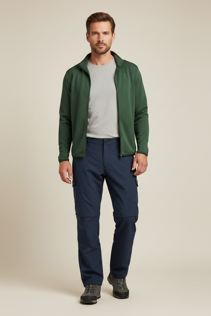 Pantalon Randonnée Convertible Bleu Marine Homme Léger - Polyester