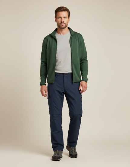 Pantalon Randonnée Convertible Bleu Marine Homme Léger - Polyester