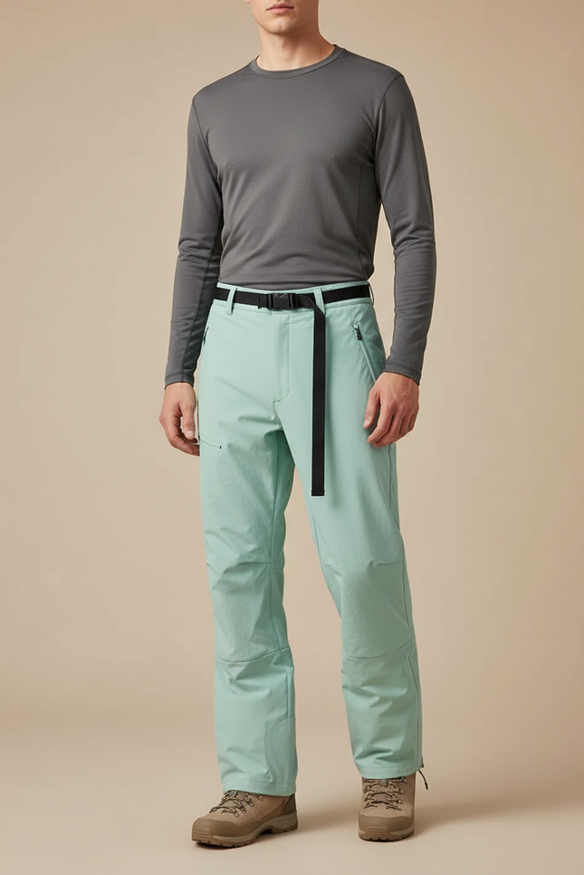 Pantalon Randonnée Aqua Ample Ceinture Intégrée Homme - Vert Polyester