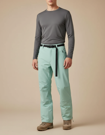Pantalon Randonnée Aqua Ample Ceinture Intégrée Homme - Vert Polyester