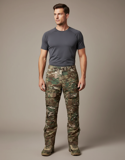 Pantalon Randonnée Camouflage Militaire Cargo Renforcé Homme - Multicolore Toile