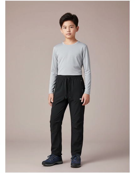 Pantalon Randonnée Noir Enfant Léger Sport Cordon - Polyester