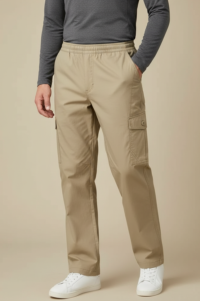 Pantalon Randonnée Kaki Droit Ample Décontracté Homme - Toile