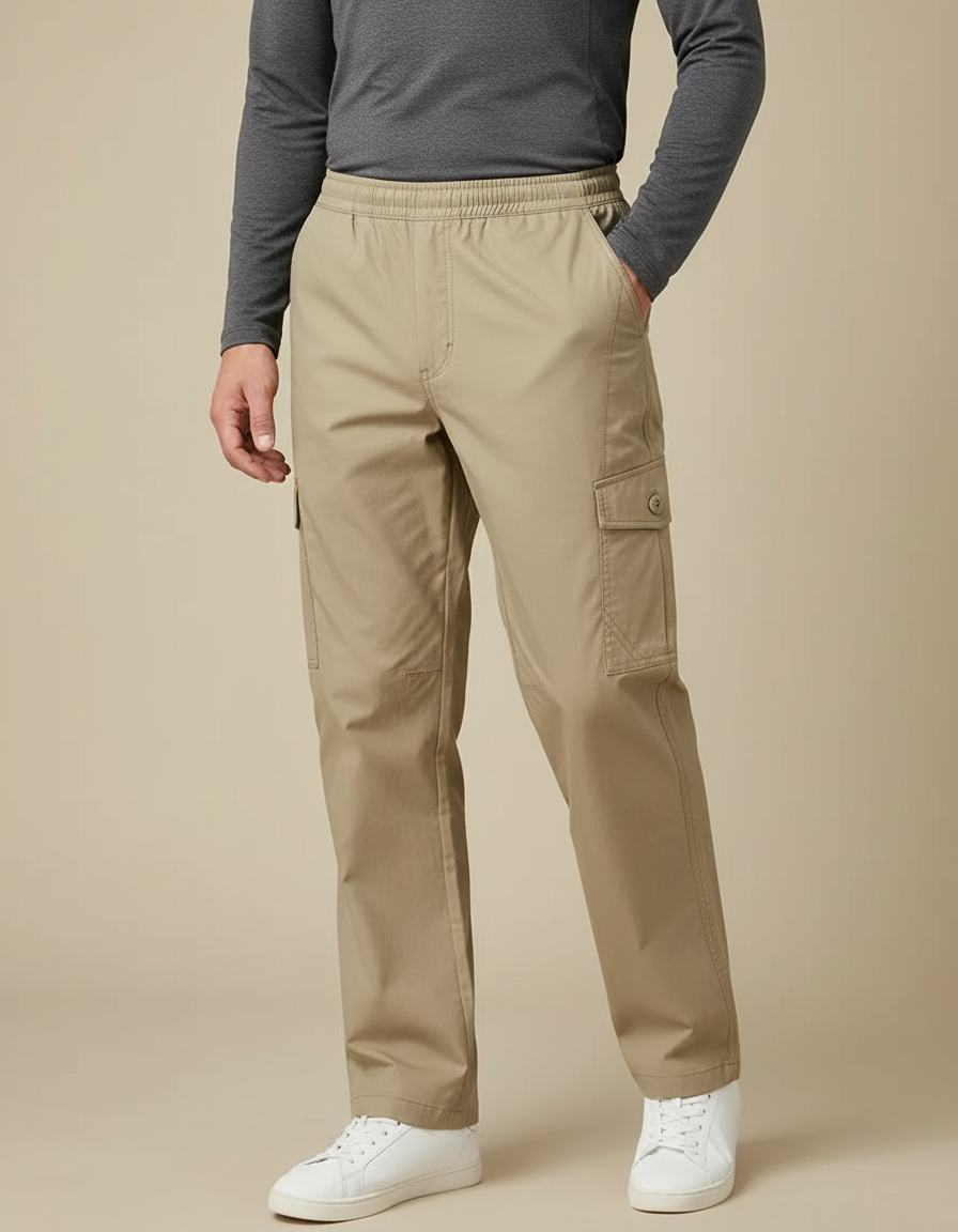 Pantalon Randonnée Kaki Droit Ample Décontracté Homme - Toile