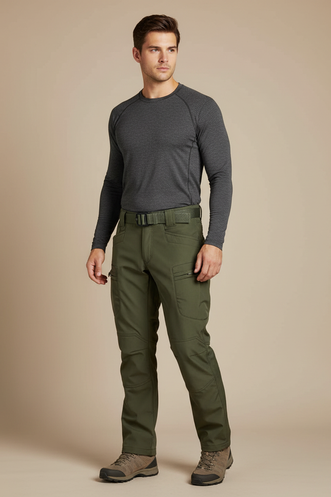 Pantalon Randonnée Vert Militaire Homme Cargo Tactique - Kaki Polyester