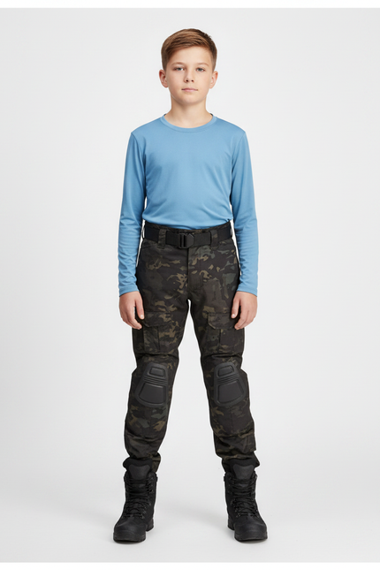 Pantalon Randonnée Camouflage Urbain Multipoches Enfant Renforcé - Multicolore Toile