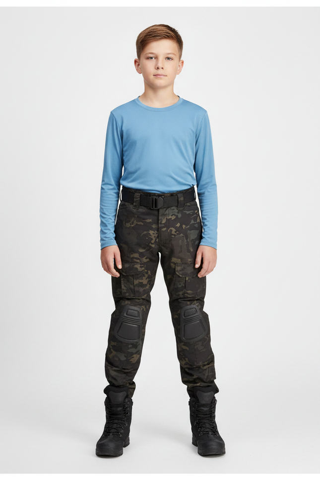 Pantalon Randonnée Camouflage Urbain Multipoches Enfant Renforcé - Multicolore Toile