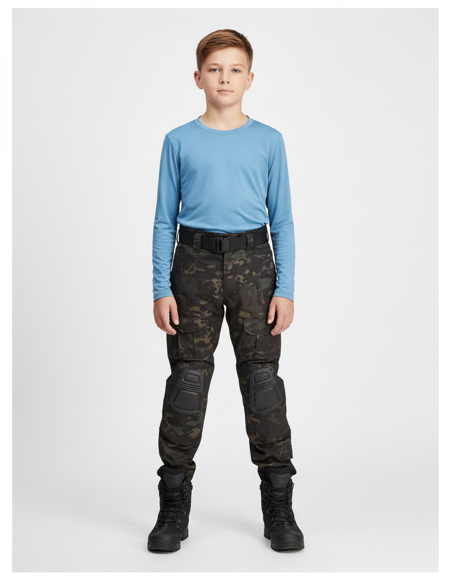 Pantalon Randonnée Camouflage Urbain Multipoches Enfant Renforcé - Multicolore Toile