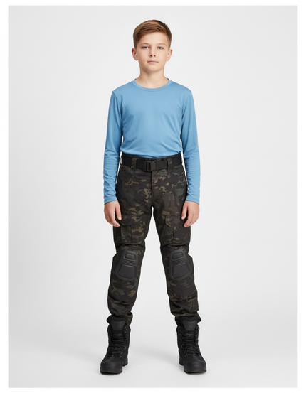 Pantalon Randonnée Camouflage Urbain Multipoches Enfant Renforcé - Multicolore Toile
