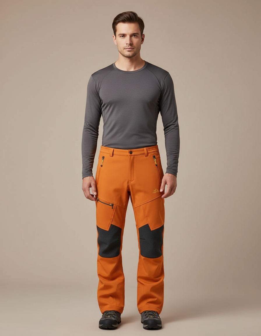 Pantalon Chaud Déperlant De Randonnée Neige - Orange Polyester