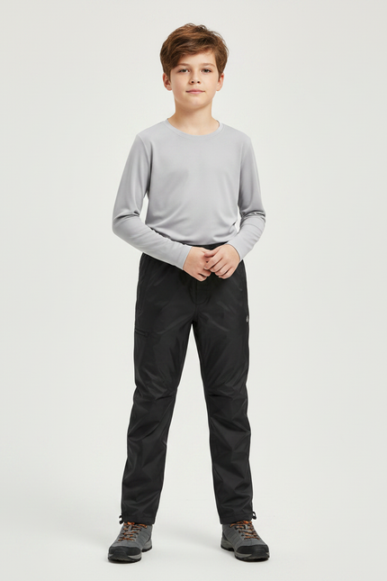 Pantalon Randonnée Noir Imperméable Léger Enfant - Polyester