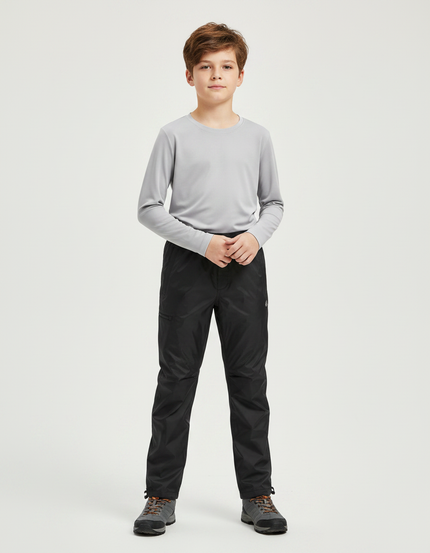 Pantalon Randonnée Noir Imperméable Léger Enfant - Polyester