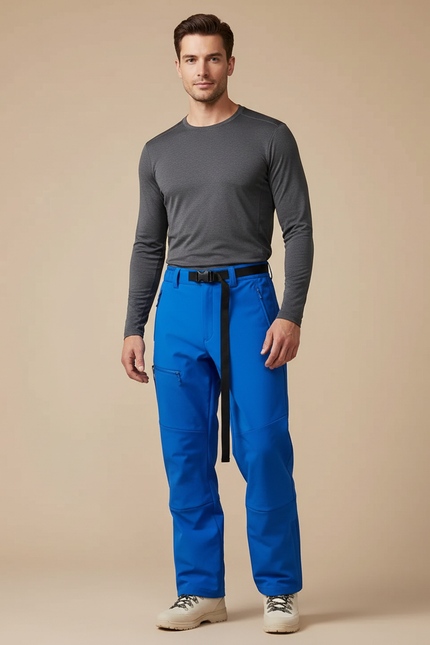Pantalon Randonnée Bleu Électrique Ample Ceinture Intégrée Homme - Polyester
