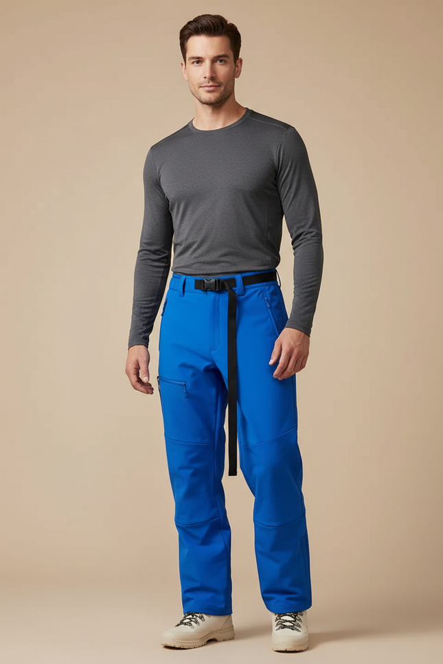 Pantalon Randonnée Bleu Électrique Ample Ceinture Intégrée Homme - Polyester