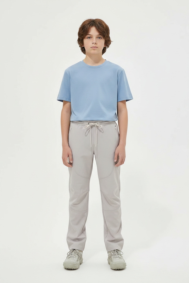 Pantalon Randonnée Gris Cordon Ample Enfant Sport - Polyester