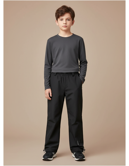 Pantalon Randonnée Noir Enfant Coupe Droite Élastique - Polyester