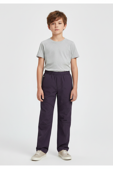 Pantalon Randonnée Violet Enfant Confortable Élastiqué - Gabardine