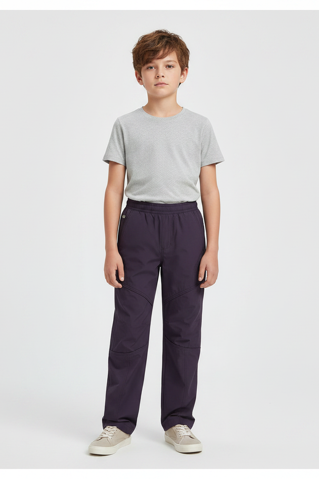 Pantalon Randonnée Violet Enfant Confortable Élastiqué - Gabardine