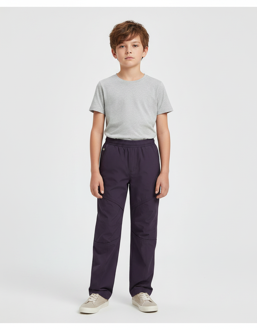 Pantalon Randonnée Violet Enfant Confortable Élastiqué - Gabardine