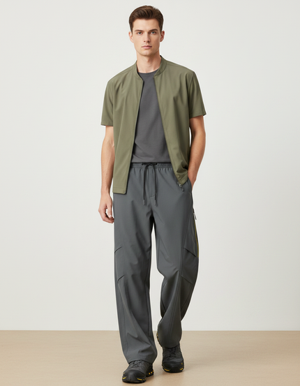 Pantalon Randonnée Cargo Gris Décontracté Ample Homme - Polyester